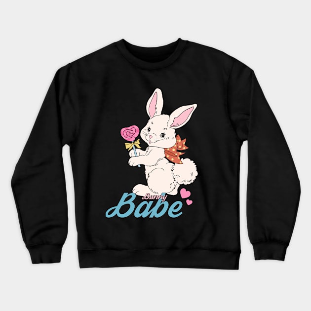 Bunny Babe- Cute Easter Bunny Crewneck Sweatshirt by ARTSYVIBES111